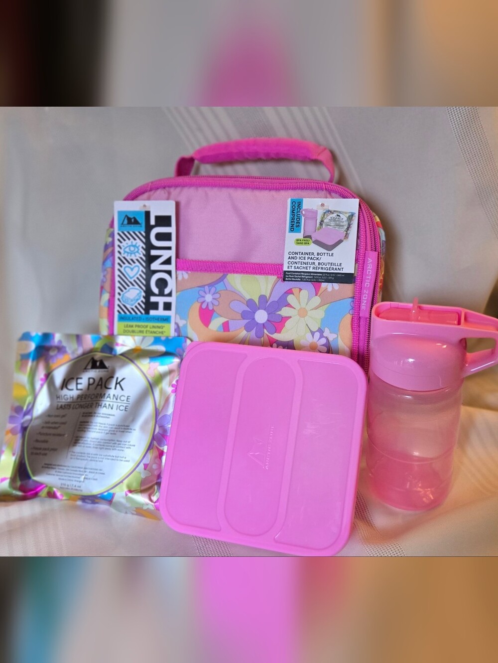 NWT Arctic Zone Kids Pink Floral Lunch  Set